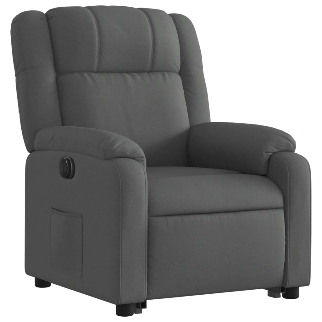 vidaXL Sillón eléctrico reclinable elevable de tela gris oscuro