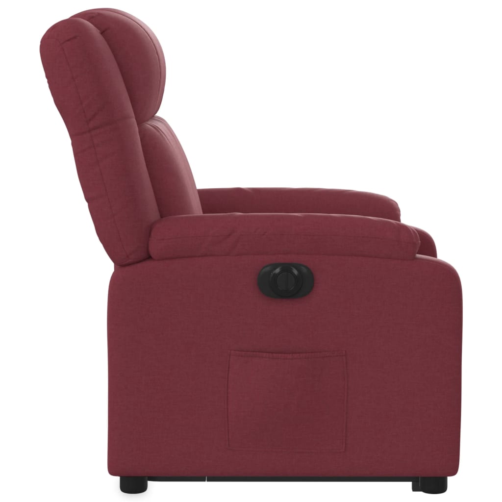 vidaXL Sillón eléctrico reclinable elevable de tela rojo tinto