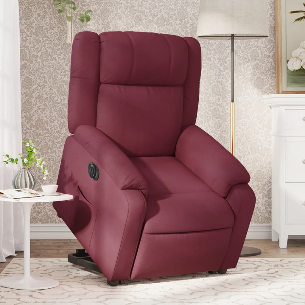 vidaXL Sillón eléctrico reclinable elevable de tela rojo tinto