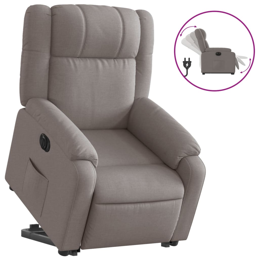 vidaXL Sillón eléctrico reclinable elevable de tela gris taupe