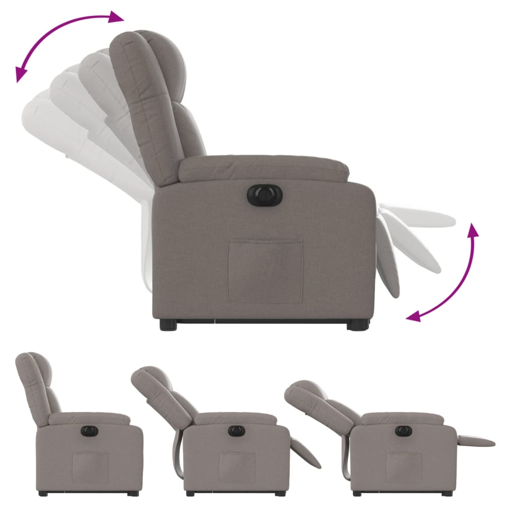 vidaXL Sillón eléctrico reclinable elevable de tela gris taupe