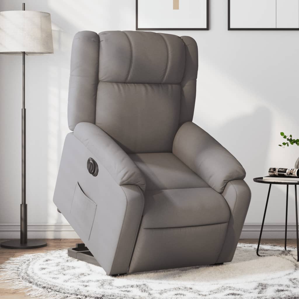 vidaXL Sillón eléctrico reclinable elevable de tela gris taupe