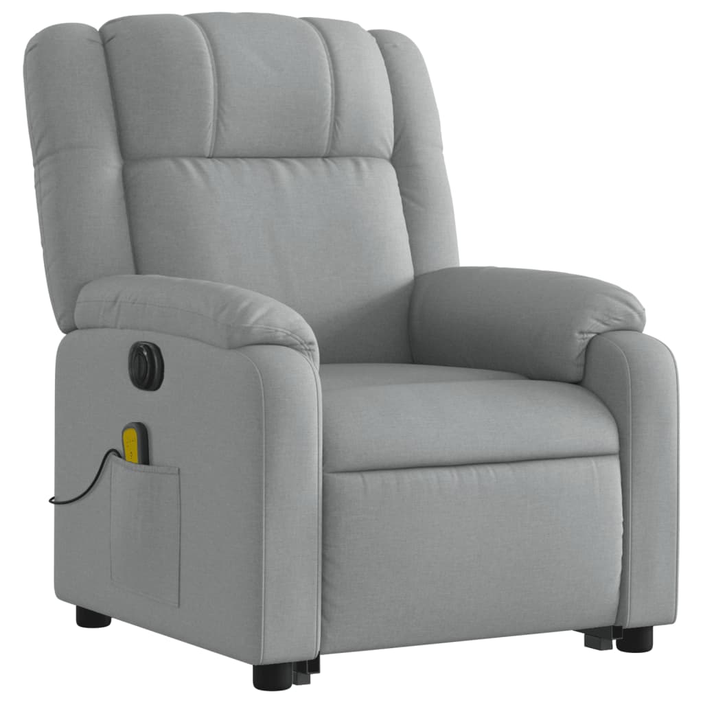 vidaXL Sillón de masaje eléctrico reclinable elevable tela gris claro