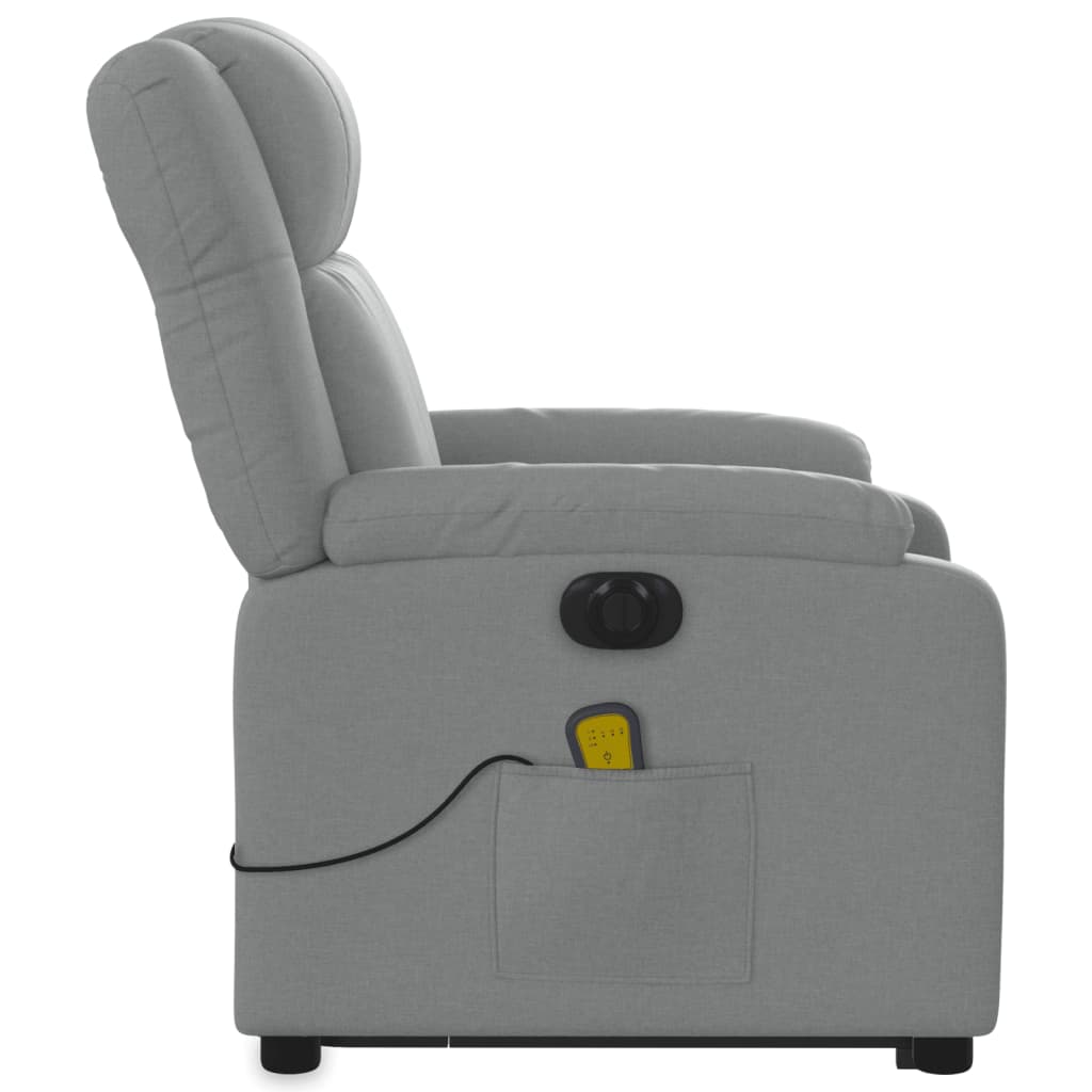 vidaXL Sillón de masaje eléctrico reclinable elevable tela gris claro