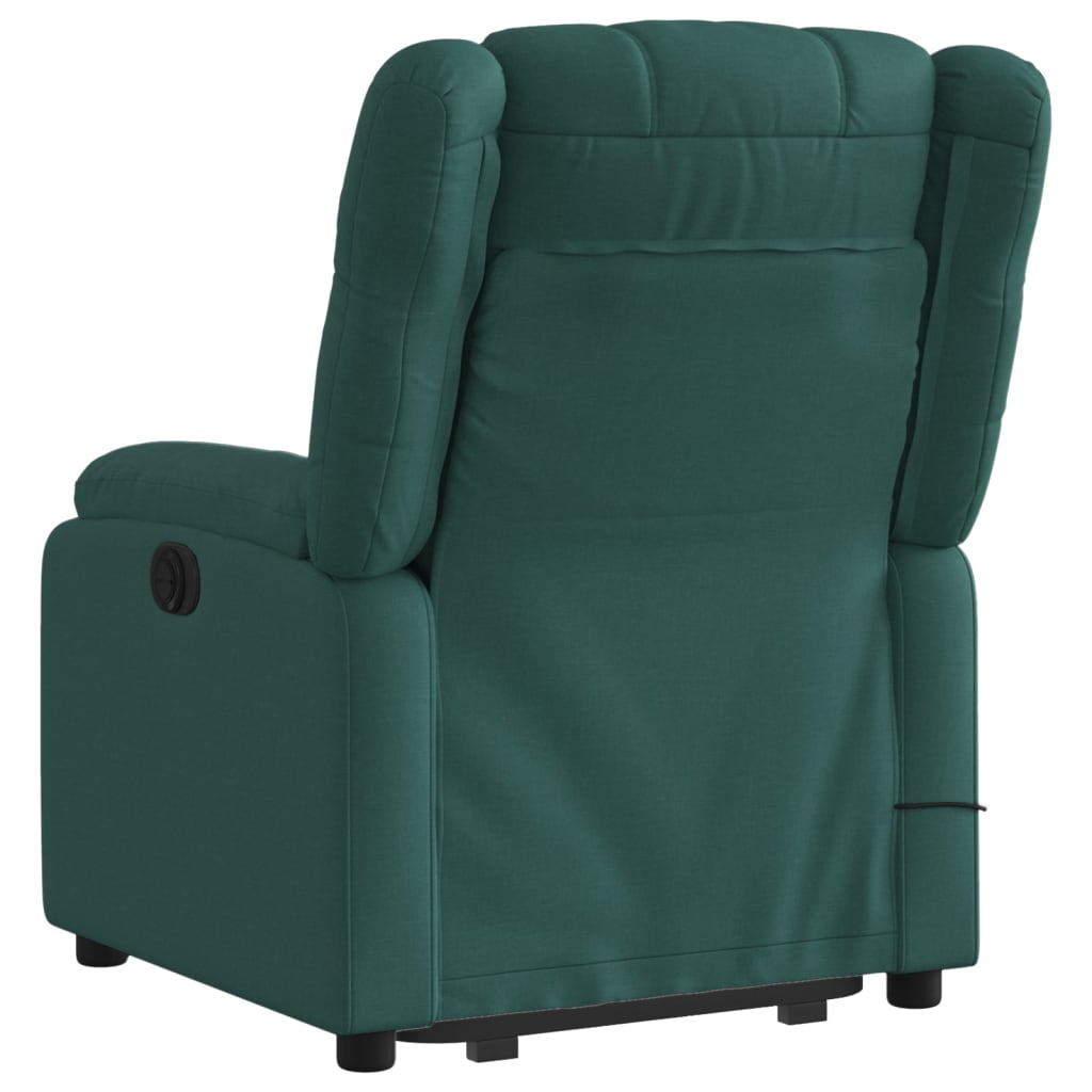 vidaXL Sillón masaje eléctrico reclinable elevable tela verde oscuro