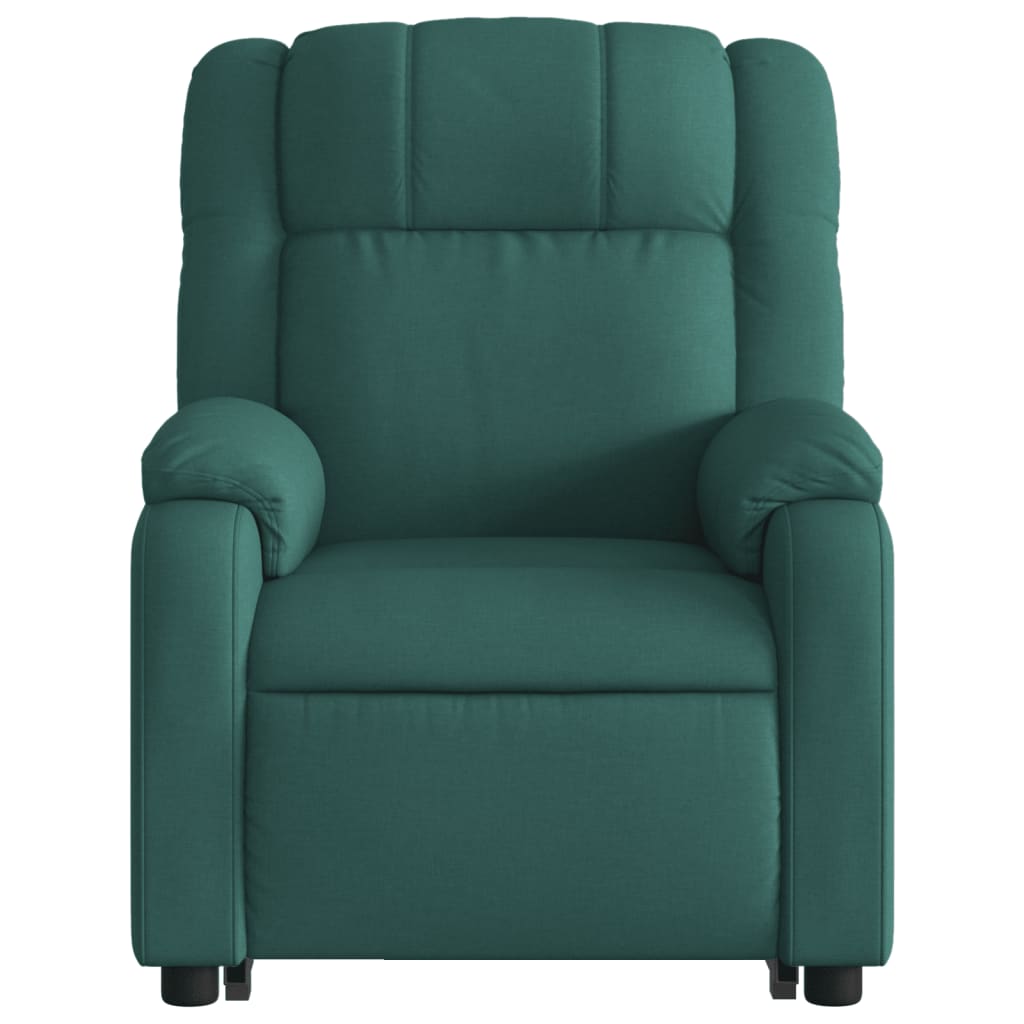 vidaXL Sillón masaje eléctrico reclinable elevable tela verde oscuro