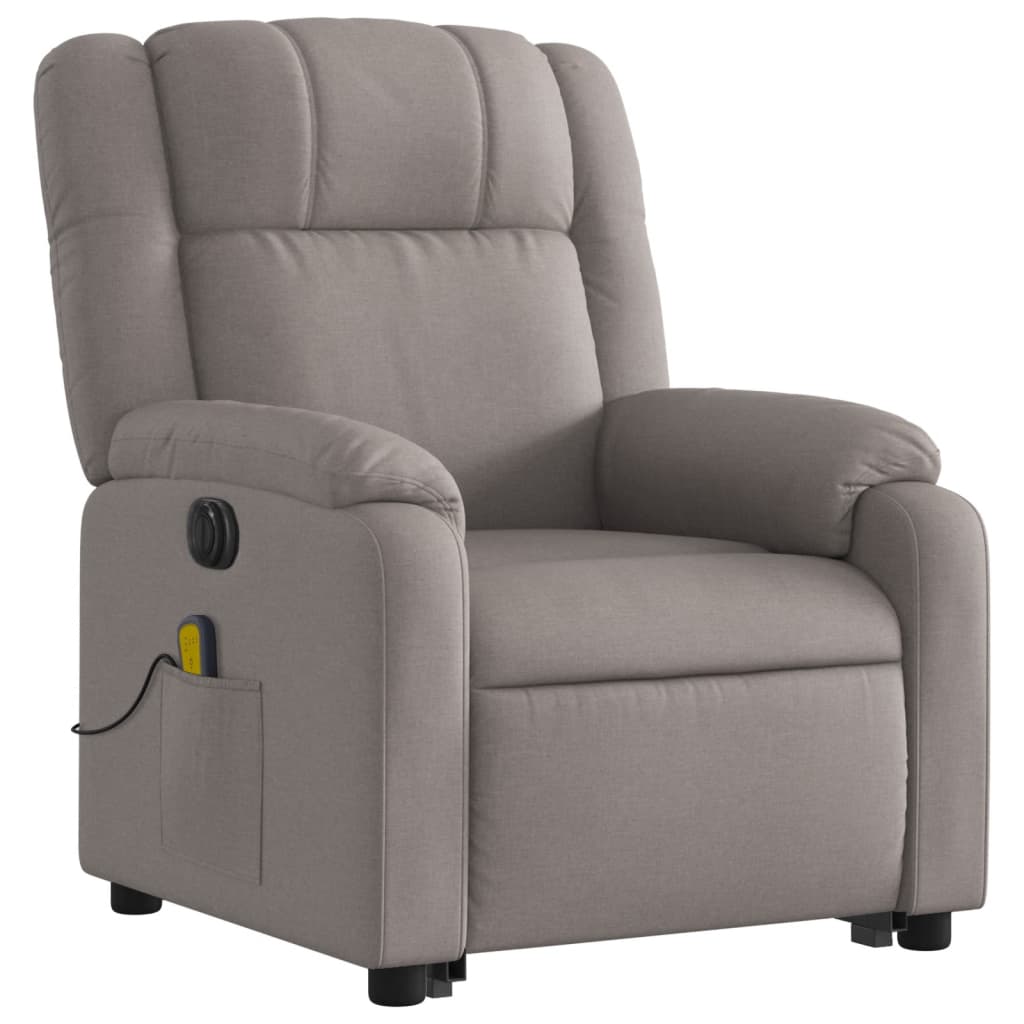 vidaXL Sillón de masaje eléctrico reclinable elevable tela taupé