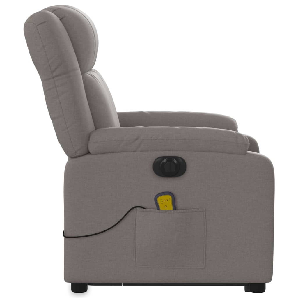 vidaXL Sillón de masaje eléctrico reclinable elevable tela taupé