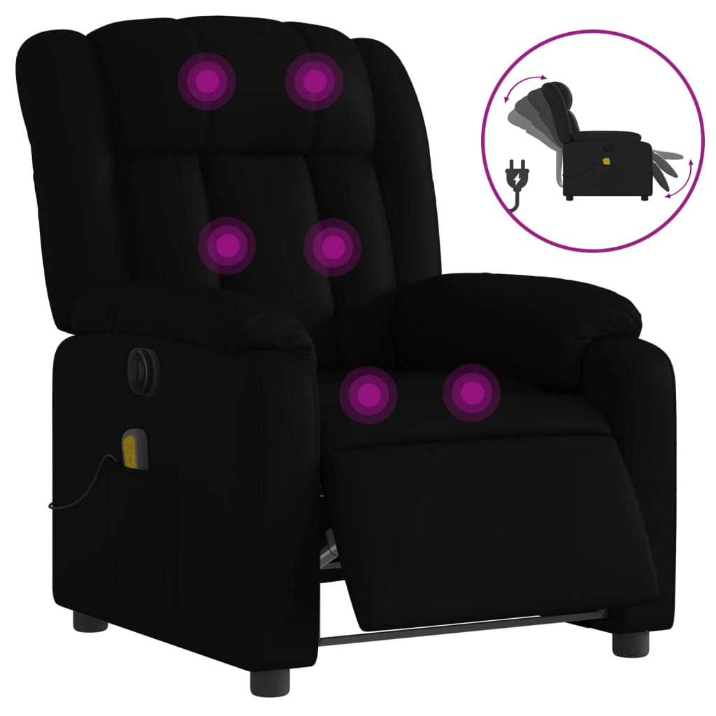 vidaXL Sillón de masaje reclinable eléctrico cuero sintético negro