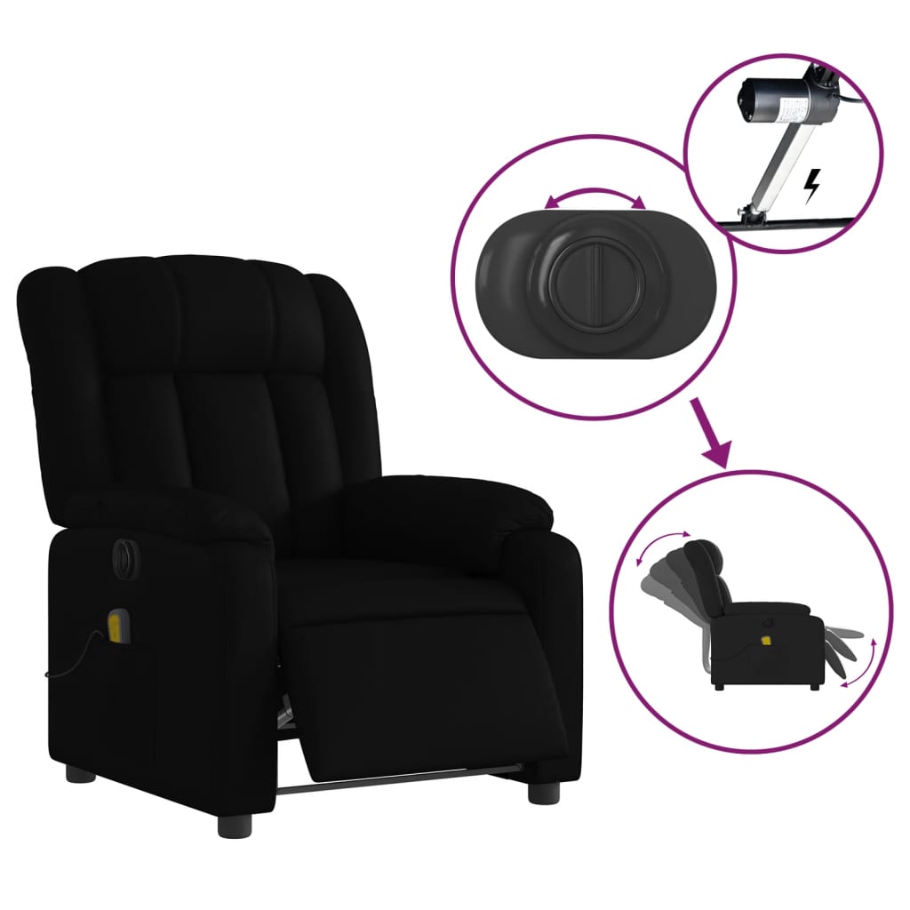 vidaXL Sillón de masaje reclinable eléctrico cuero sintético negro