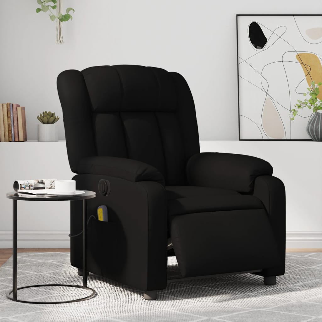 vidaXL Sillón de masaje reclinable eléctrico cuero sintético negro