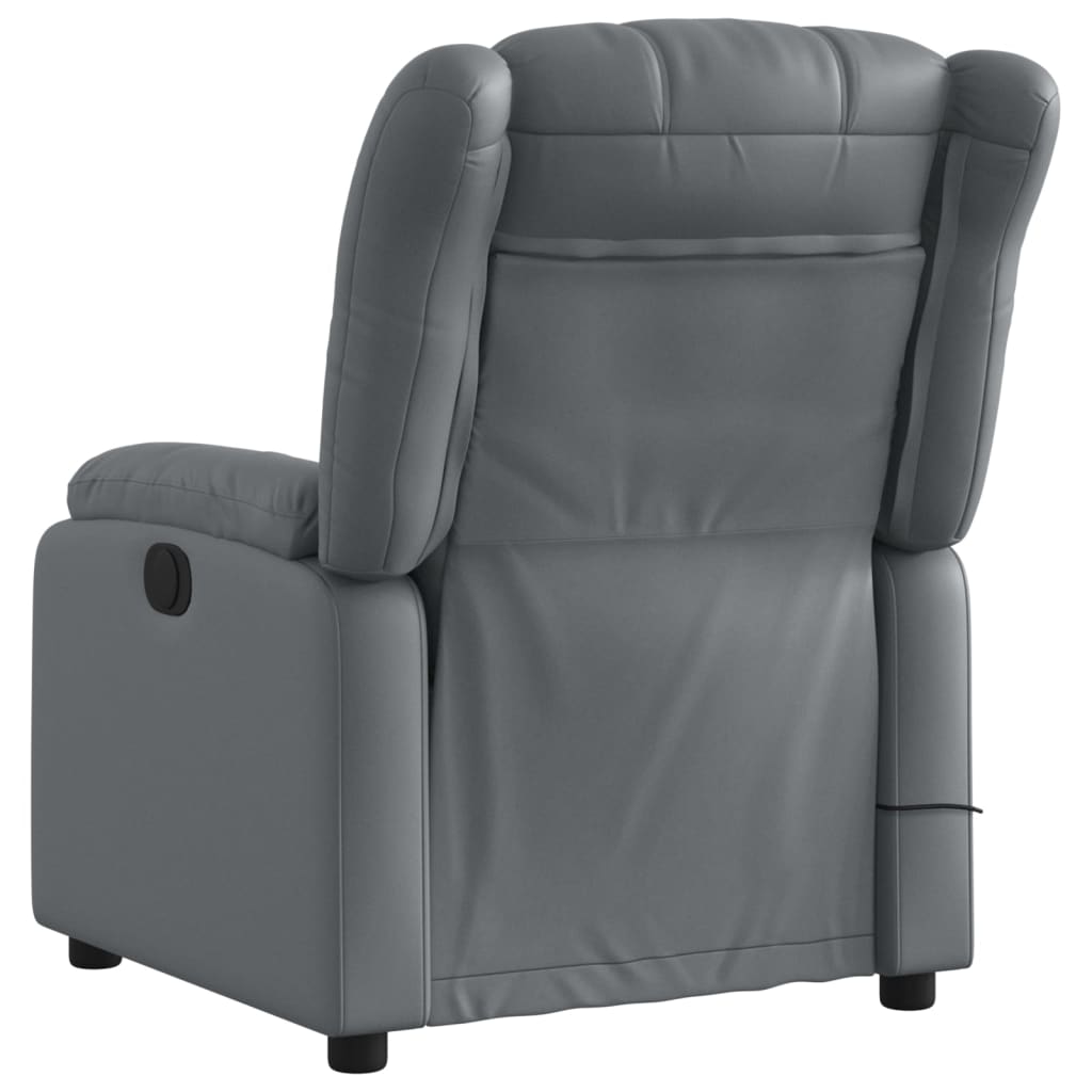 vidaXL Sillón de masaje reclinable eléctrico cuero sintético gris