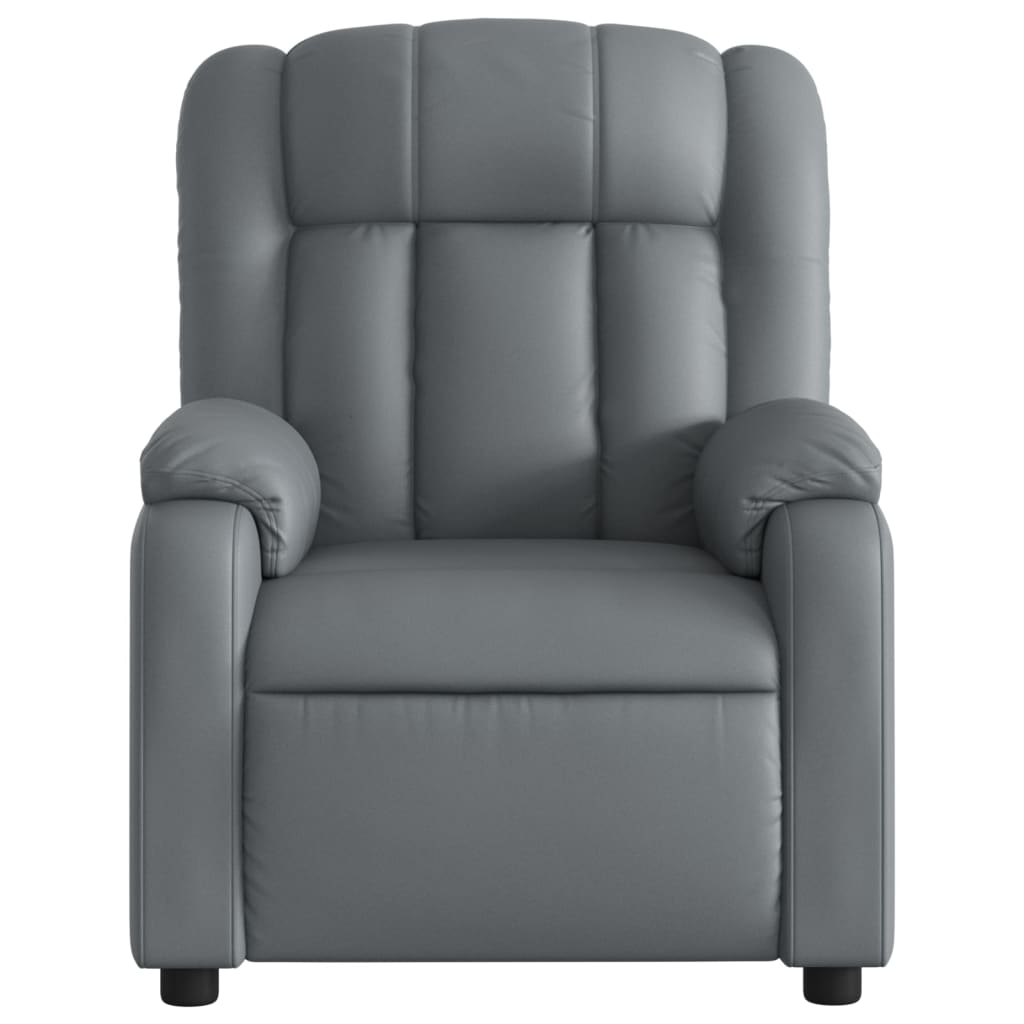 vidaXL Sillón de masaje reclinable eléctrico cuero sintético gris