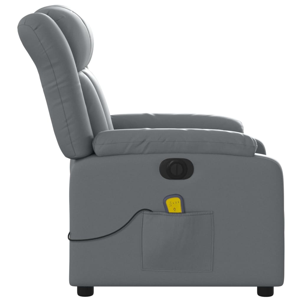 vidaXL Sillón de masaje reclinable eléctrico cuero sintético gris