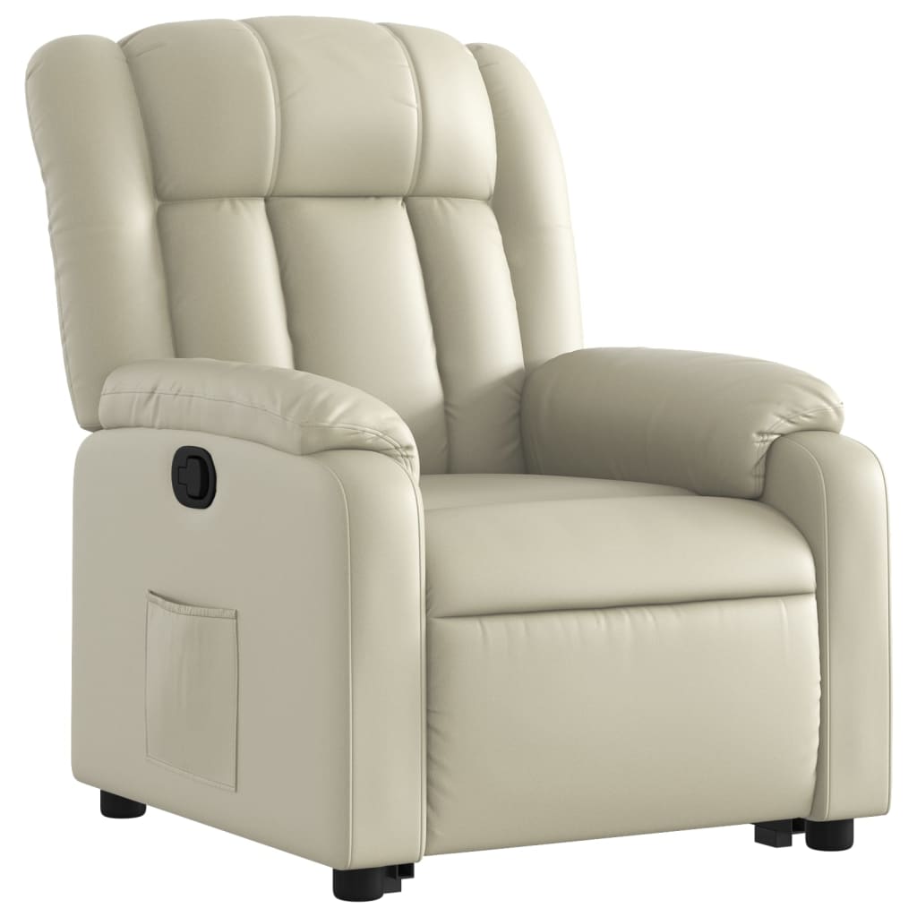 vidaXL Sillón reclinable elevable cuero artificial color crema