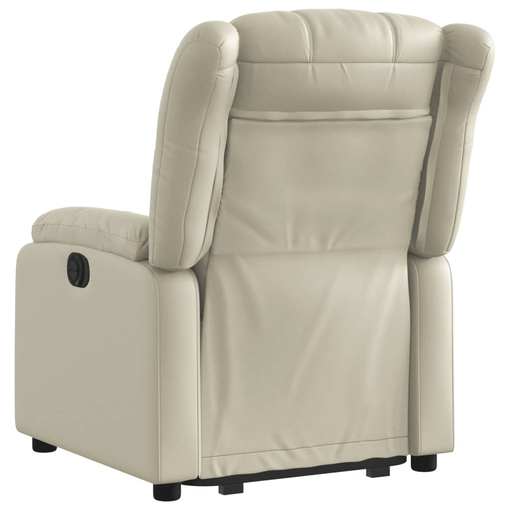 vidaXL Sillón reclinable elevable cuero artificial color crema