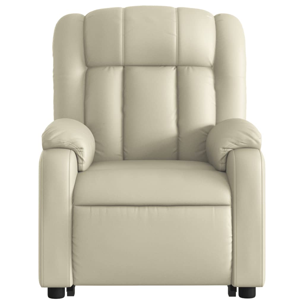 vidaXL Sillón reclinable elevable cuero artificial color crema