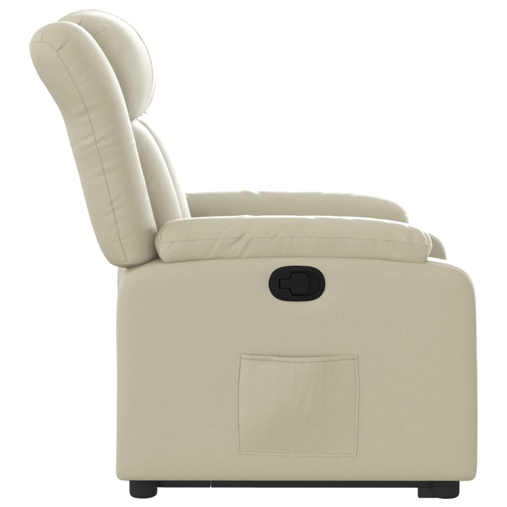 vidaXL Sillón reclinable elevable cuero artificial color crema