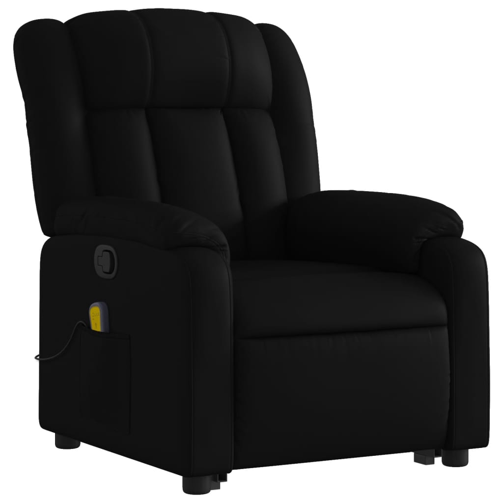 vidaXL Sillón reclinable de masaje de pie cuero artificial negro