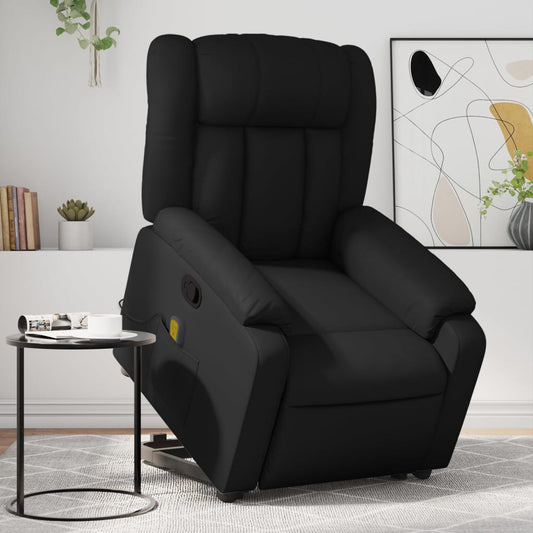 vidaXL Sillón reclinable de masaje de pie cuero artificial negro