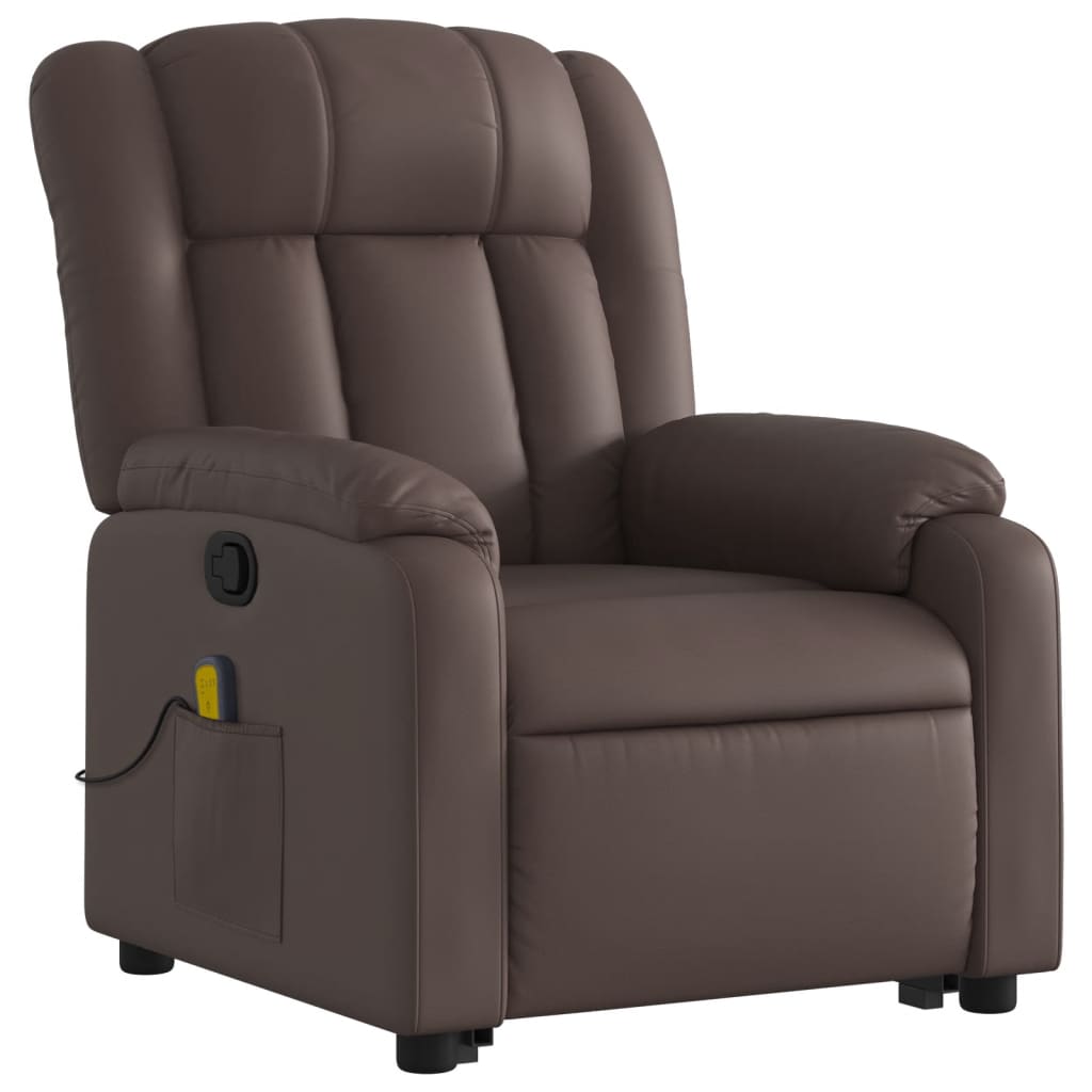 vidaXL Sillón reclinable de masaje de pie de cuero sintético marrón