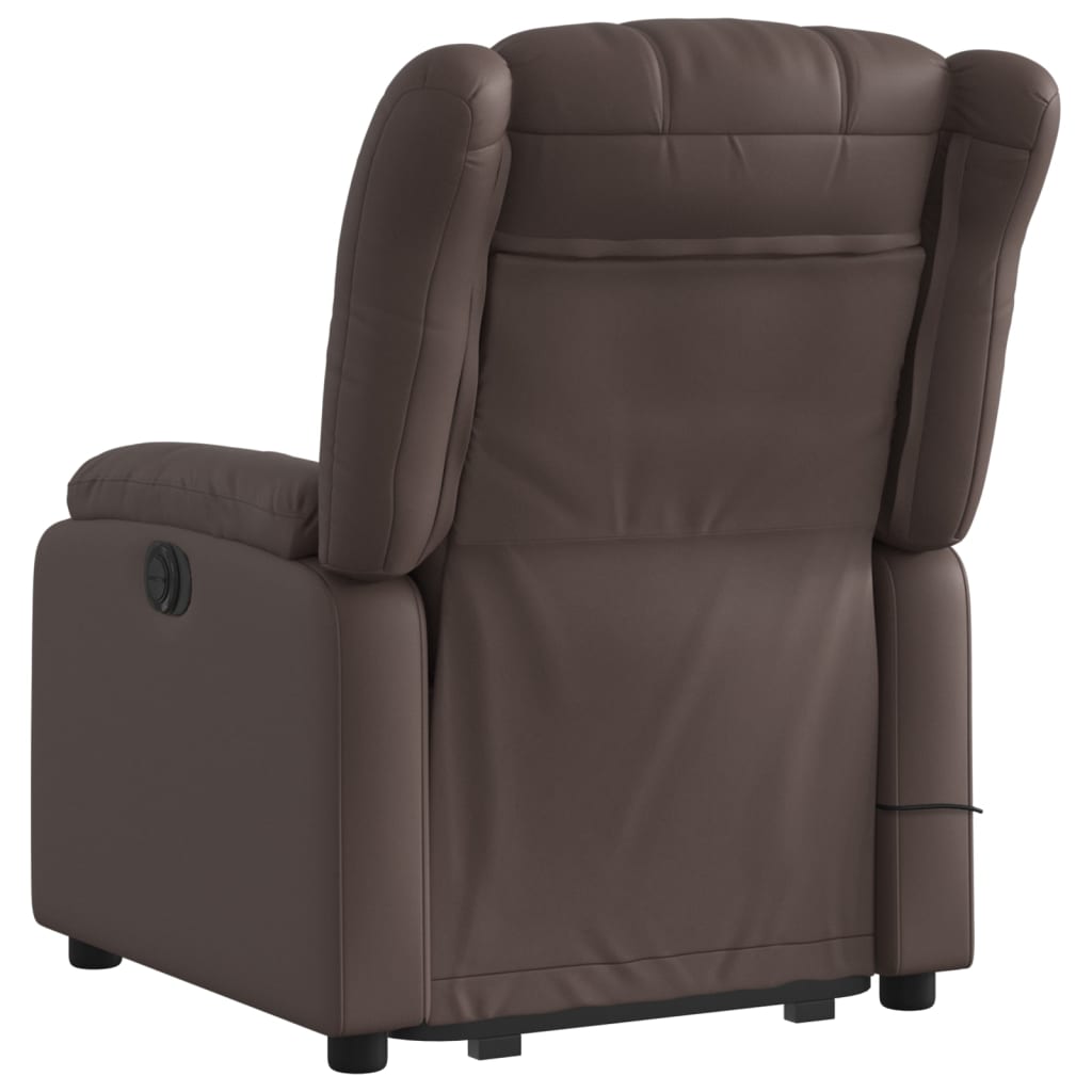 vidaXL Sillón reclinable de masaje de pie de cuero sintético marrón