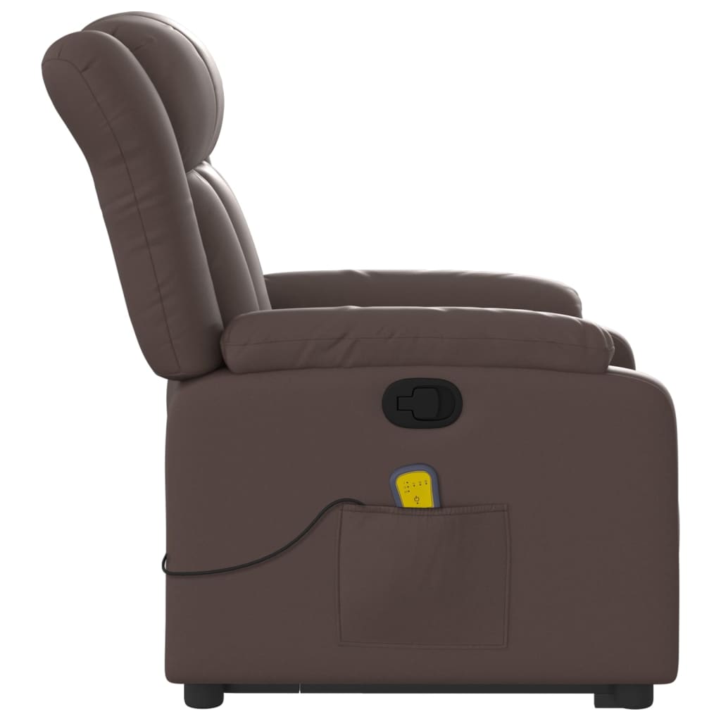 vidaXL Sillón reclinable de masaje de pie de cuero sintético marrón