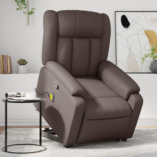 vidaXL Sillón reclinable de masaje de pie de cuero sintético marrón