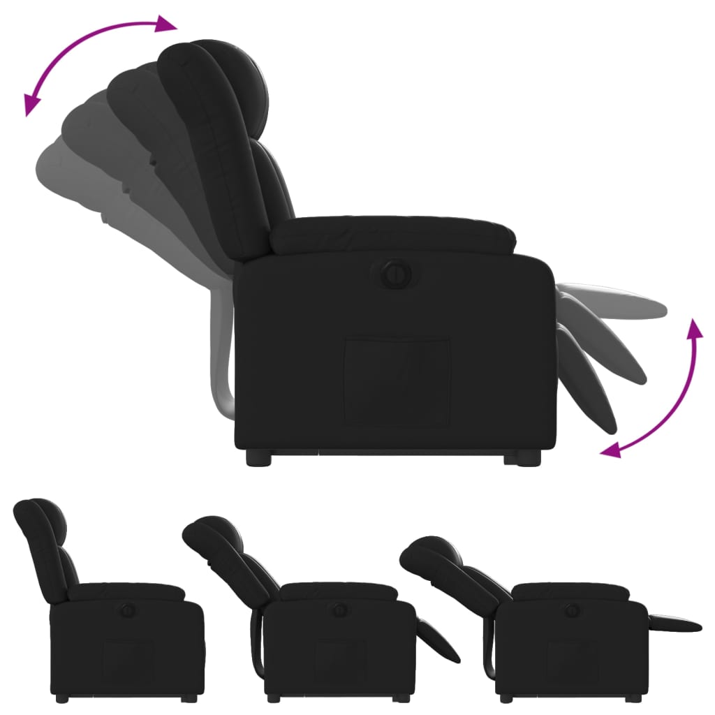 vidaXL Sillón reclinable elevable eléctrico de cuero sintético negro