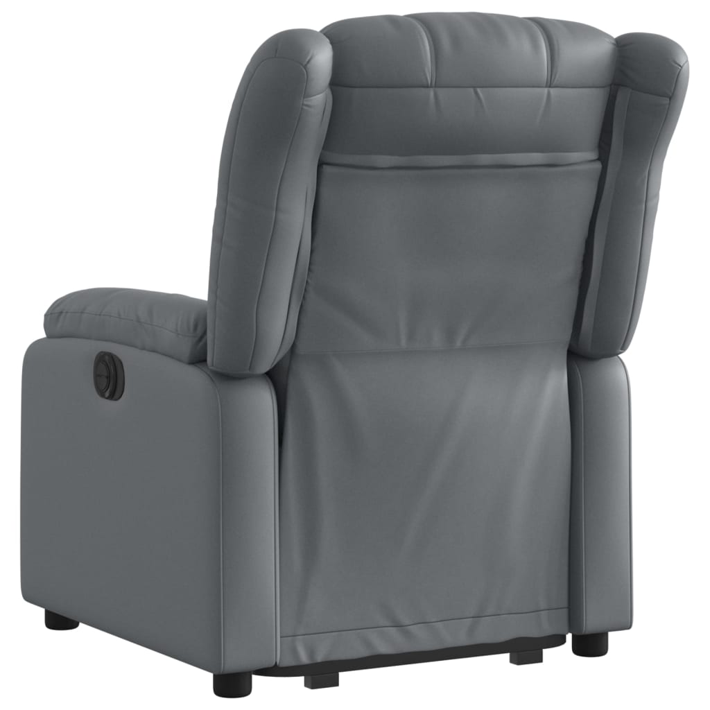 vidaXL Sillón reclinable elevable eléctrico de cuero sintético gris