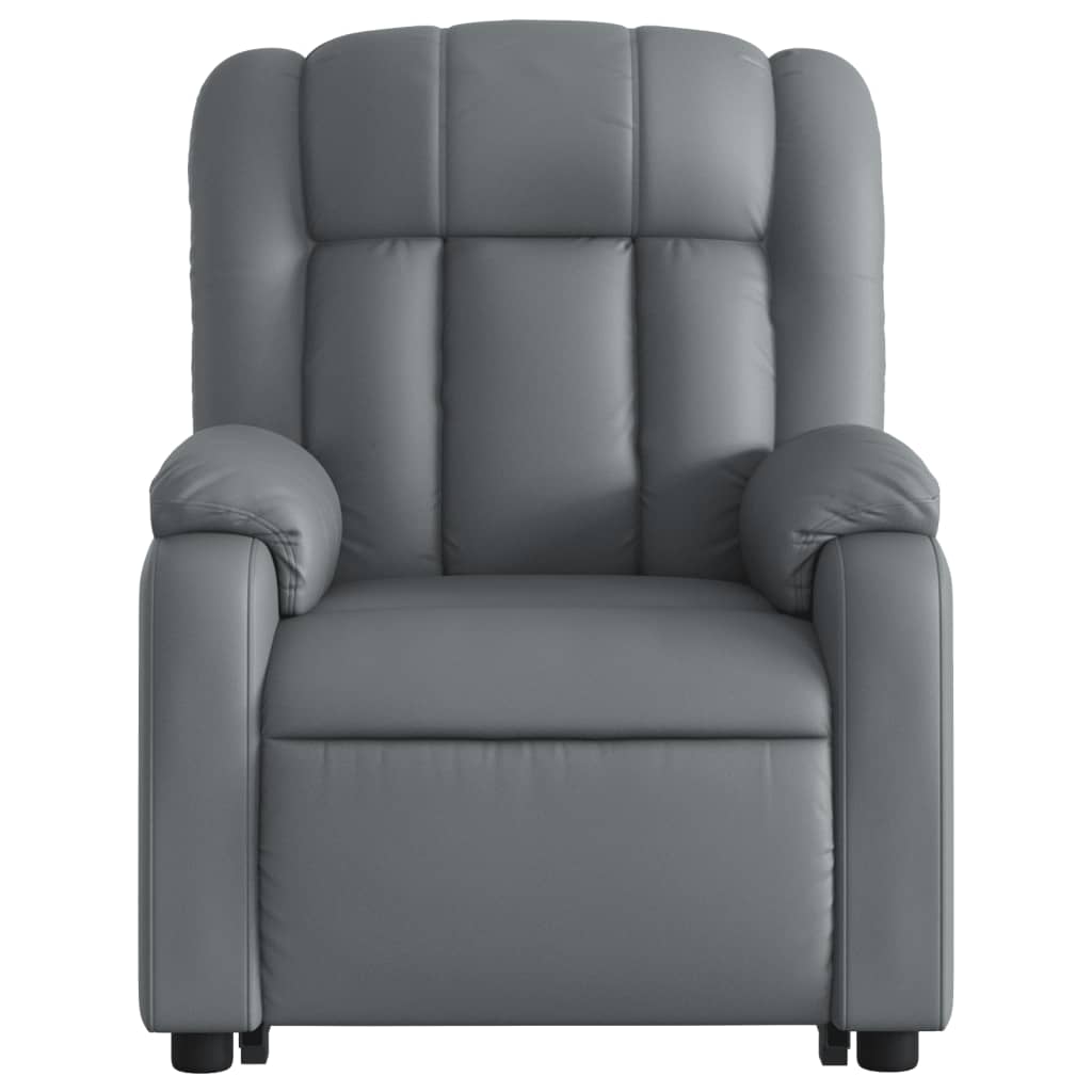 vidaXL Sillón reclinable elevable eléctrico de cuero sintético gris