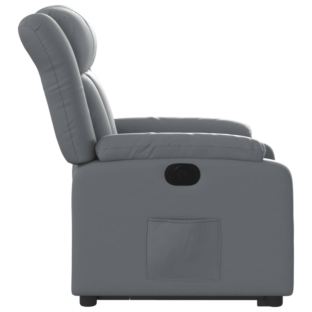 vidaXL Sillón reclinable elevable eléctrico de cuero sintético gris