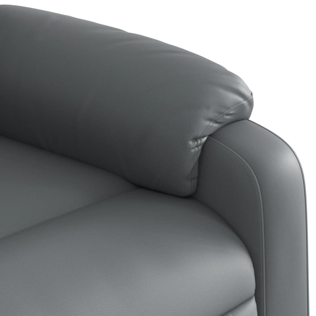 vidaXL Sillón reclinable elevable eléctrico de cuero sintético gris