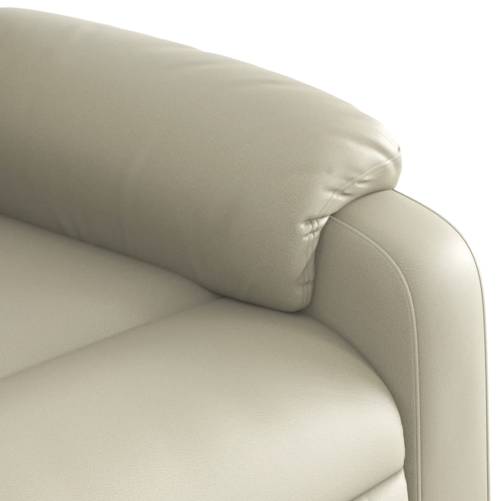 vidaXL Sillón de masaje elevable eléctrico cuero sintético crema