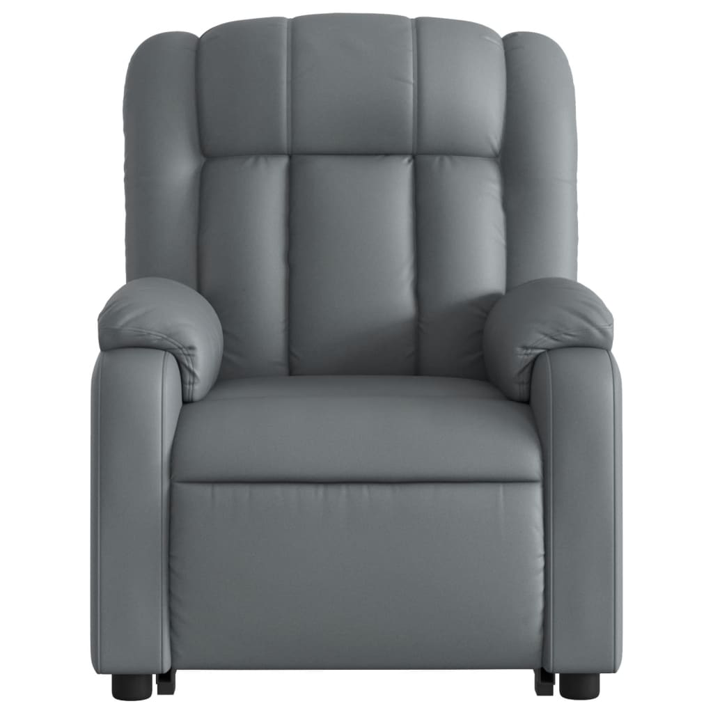 vidaXL Sillón de masaje elevable eléctrico cuero sintético gris