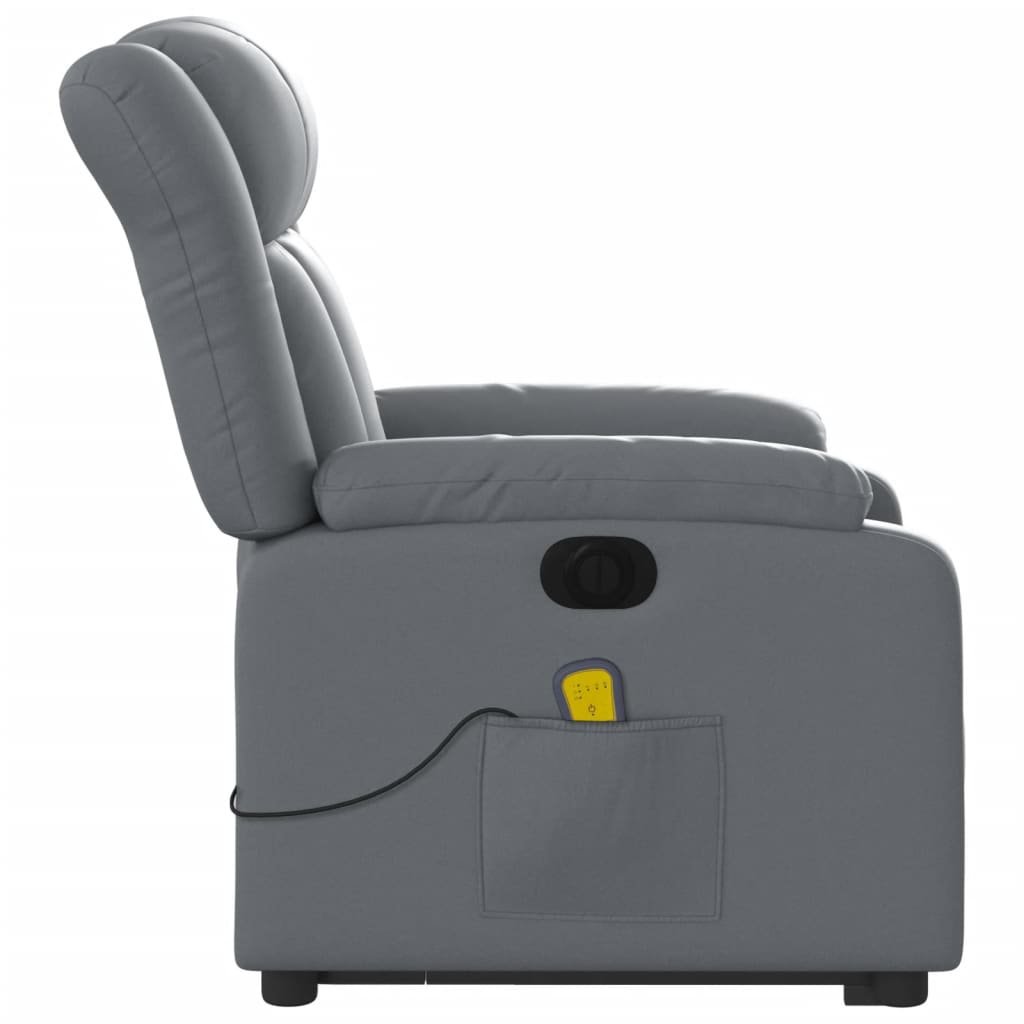 vidaXL Sillón de masaje elevable eléctrico cuero sintético gris