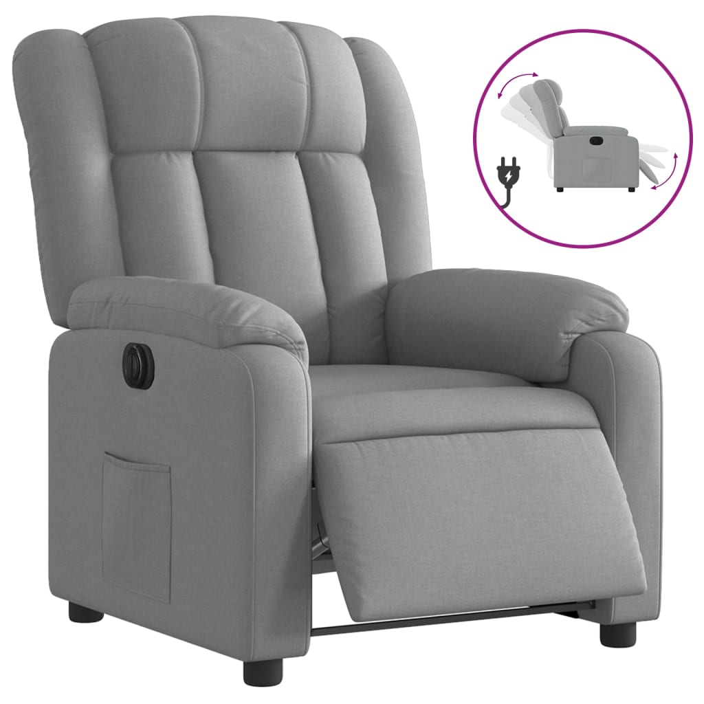 vidaXL Sillón reclinable eléctrico tela gris claro