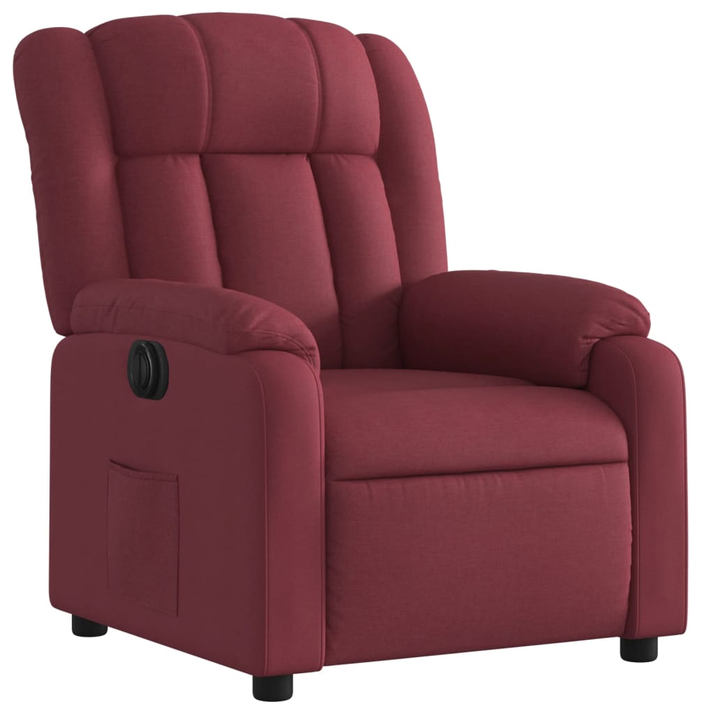 vidaXL Sillón reclinable eléctrico tela rojo tinto