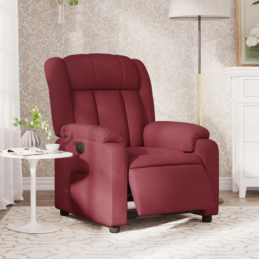 vidaXL Sillón reclinable eléctrico tela rojo tinto