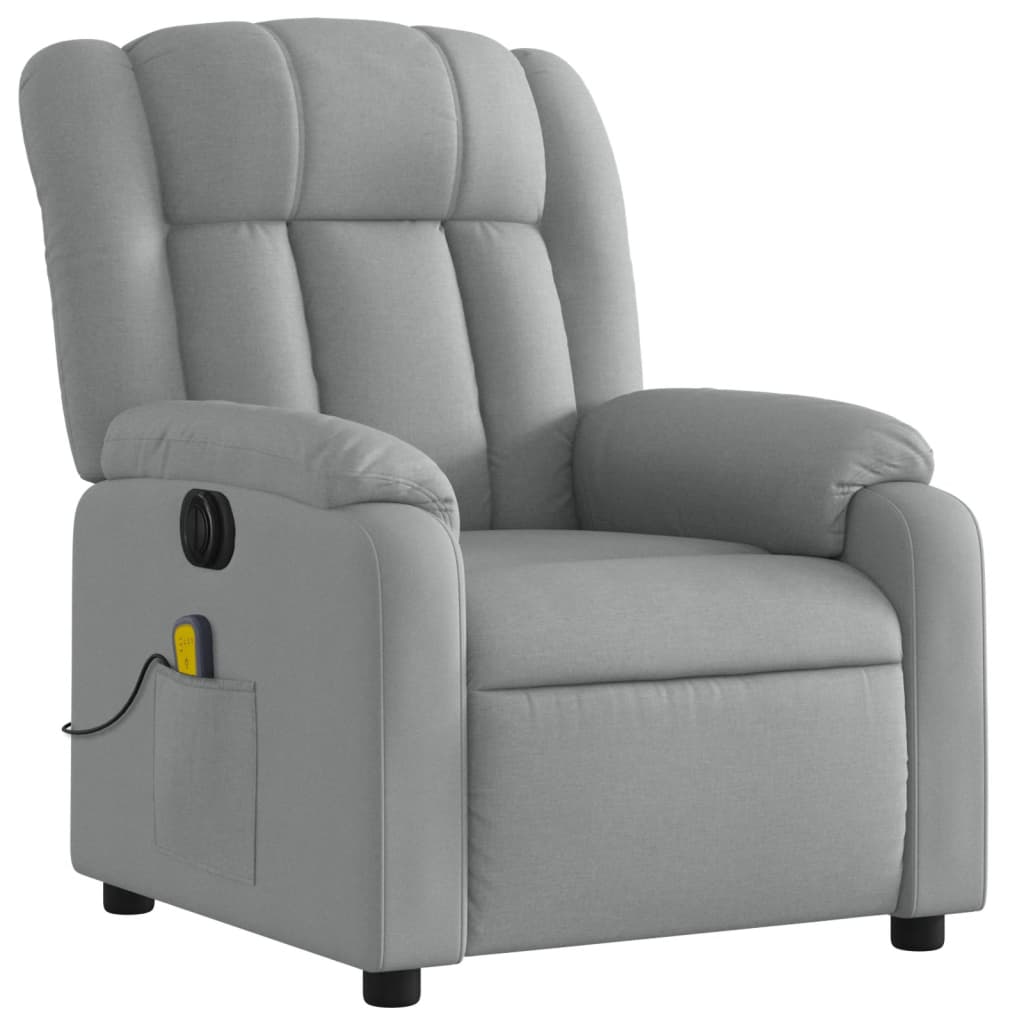 vidaXL Sillón reclinable de masaje eléctrico tela gris claro