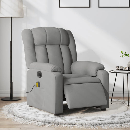 vidaXL Sillón reclinable de masaje eléctrico tela gris claro