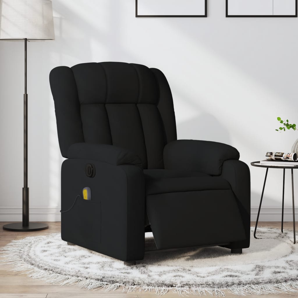 vidaXL Sillón reclinable de masaje eléctrico tela negro