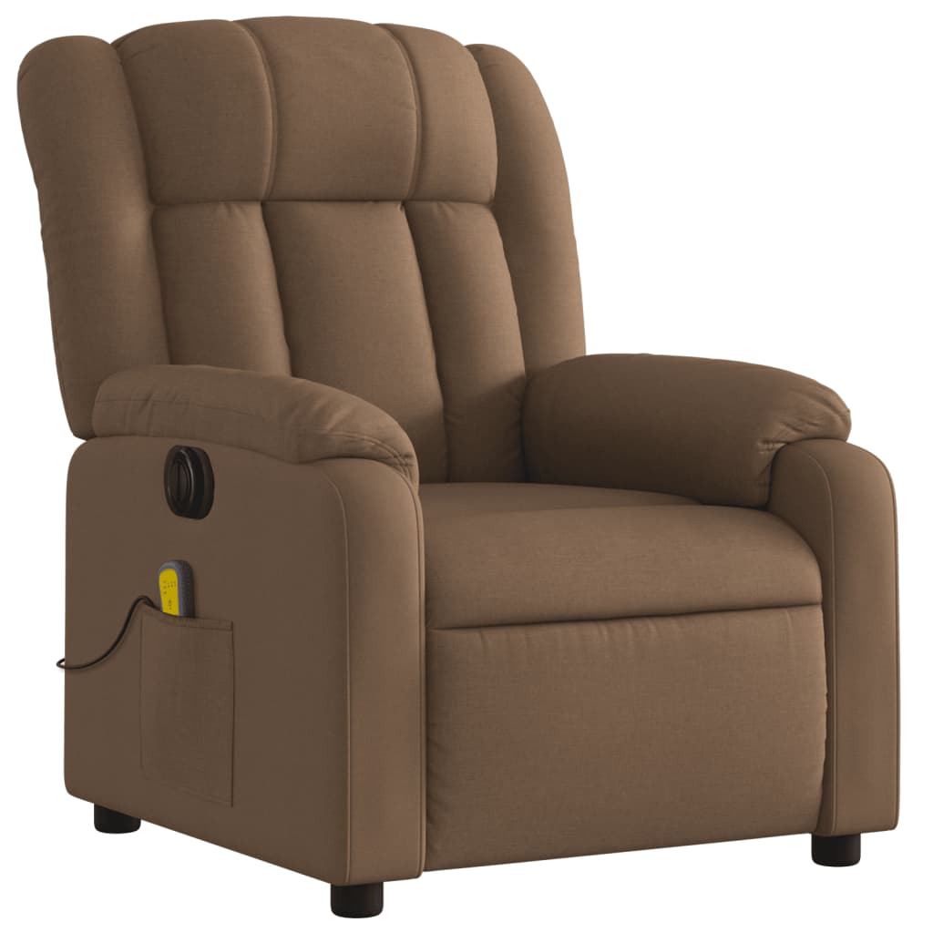 vidaXL Sillón reclinable de masaje eléctrico tela marrón