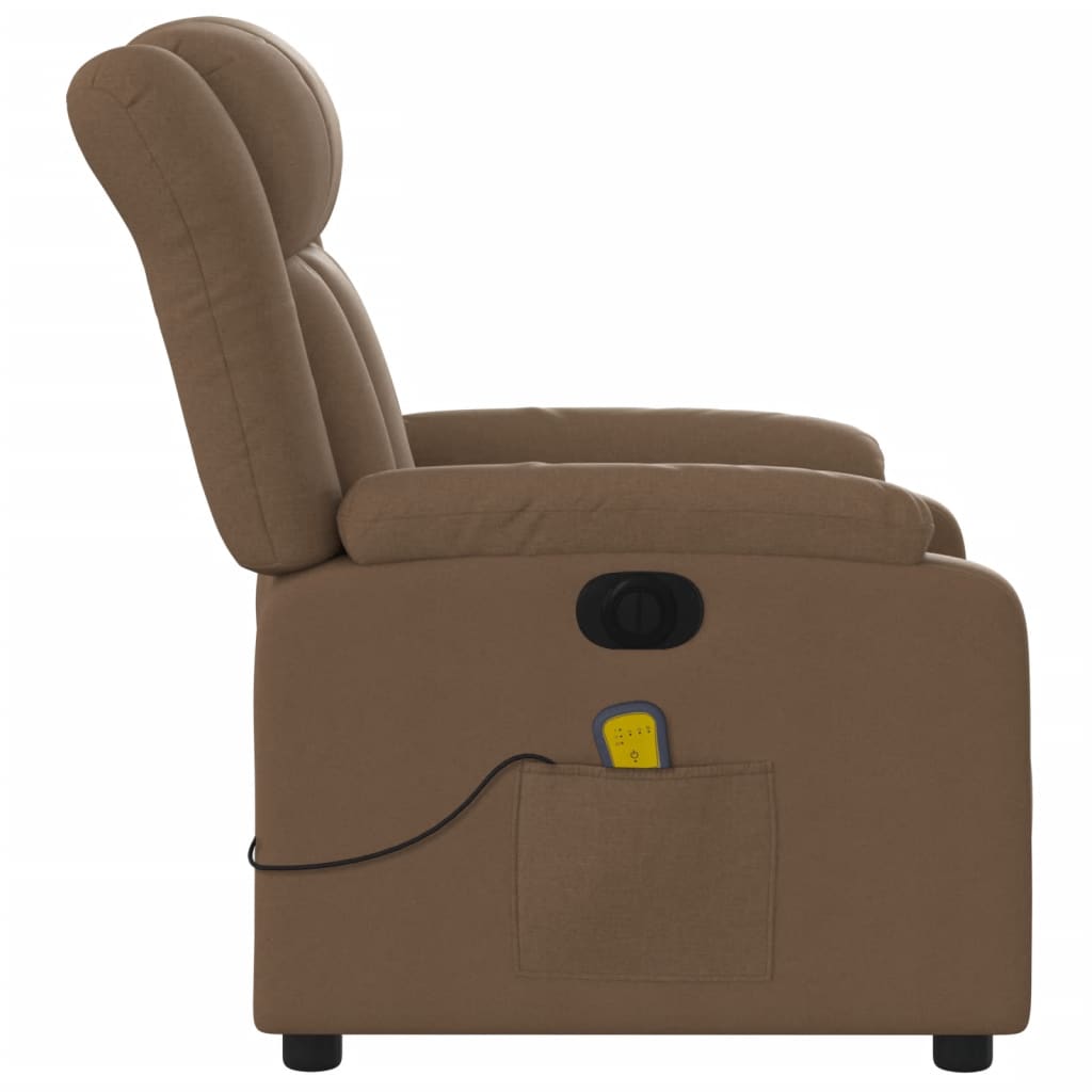 vidaXL Sillón reclinable de masaje eléctrico tela marrón