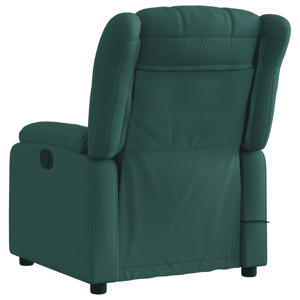 vidaXL Sillón reclinable de masaje eléctrico tela verde oscuro