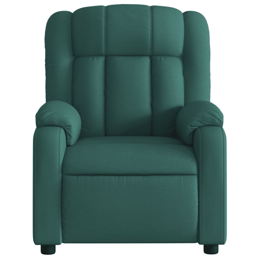 vidaXL Sillón reclinable de masaje eléctrico tela verde oscuro