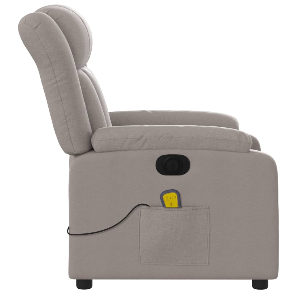 vidaXL Sillón reclinable de masaje eléctrico tela gris taupe