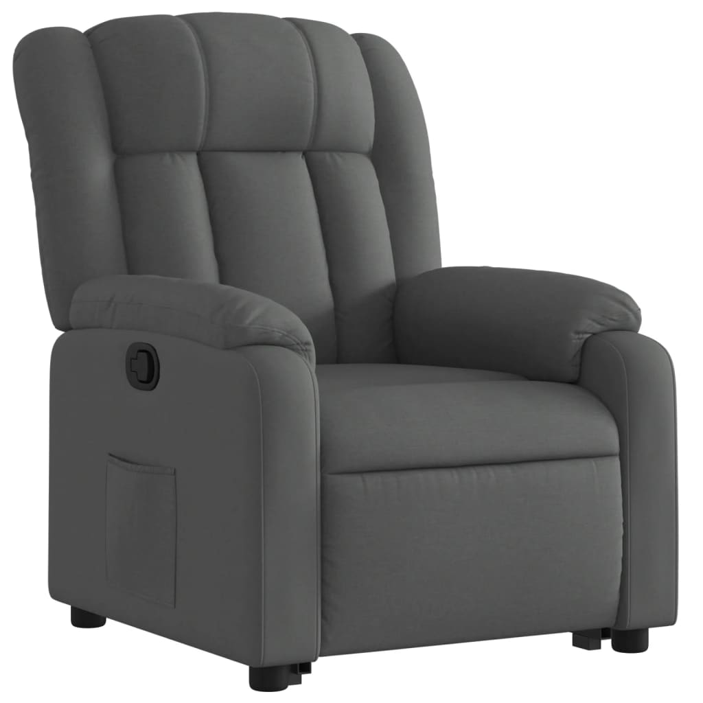 vidaXL Sillón reclinable elevable de tela gris oscuro