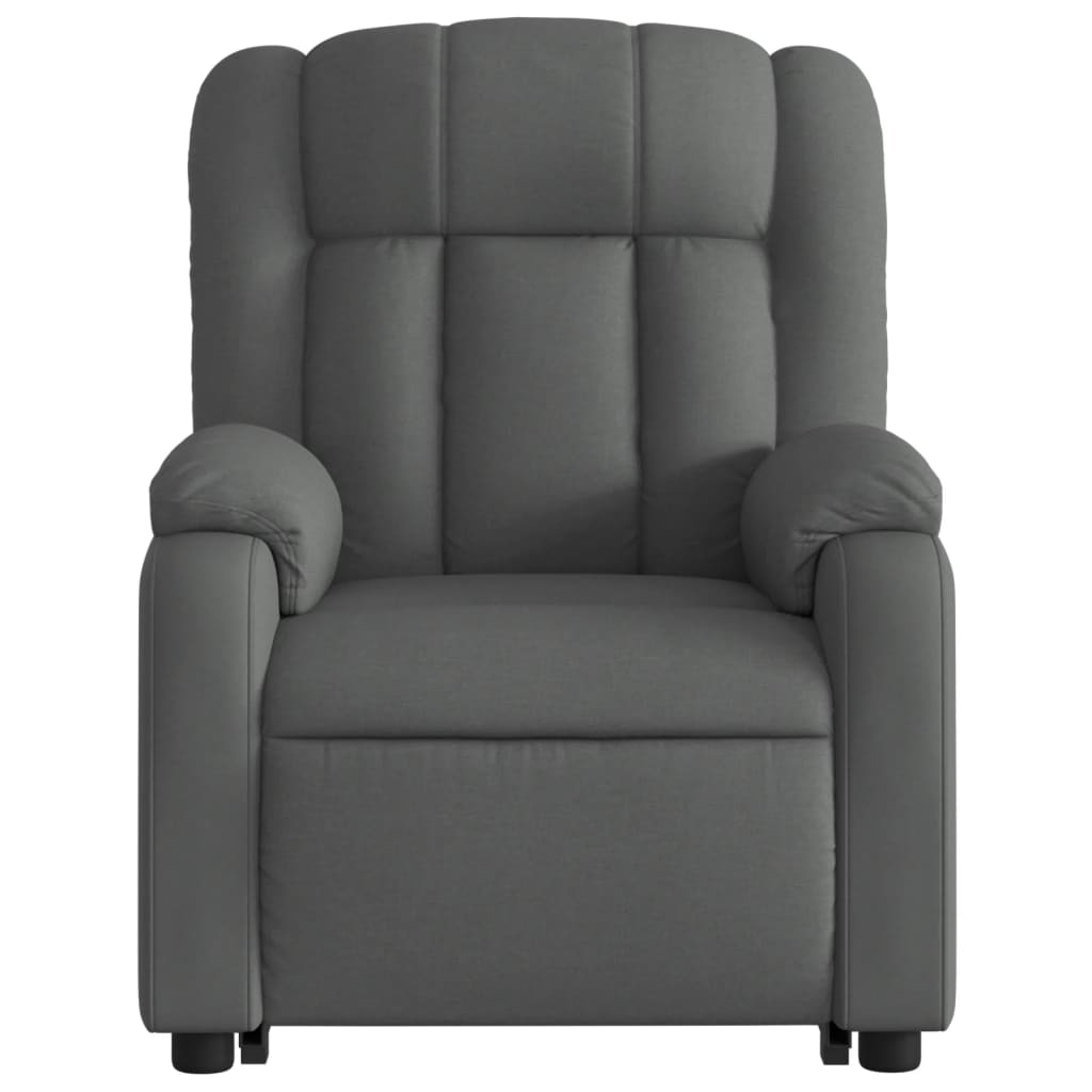 vidaXL Sillón reclinable elevable de tela gris oscuro