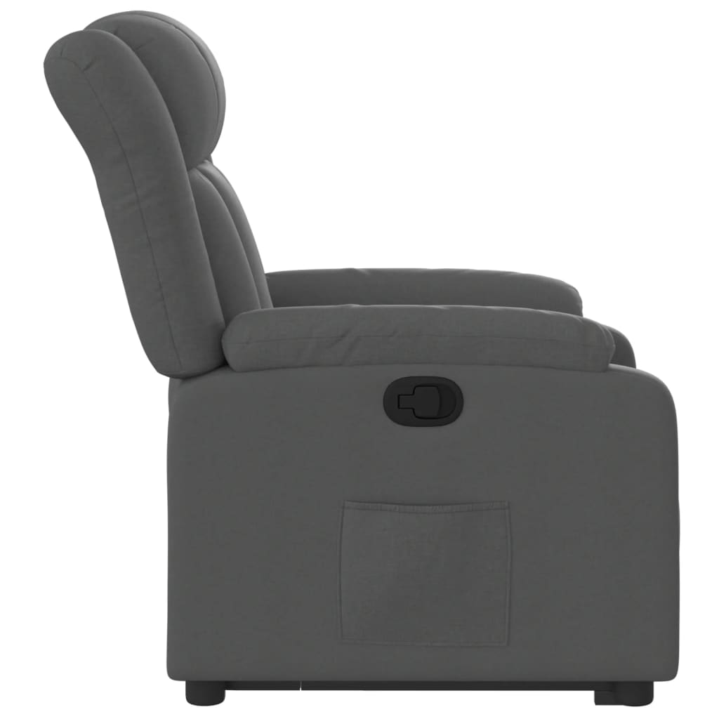 vidaXL Sillón reclinable elevable de tela gris oscuro